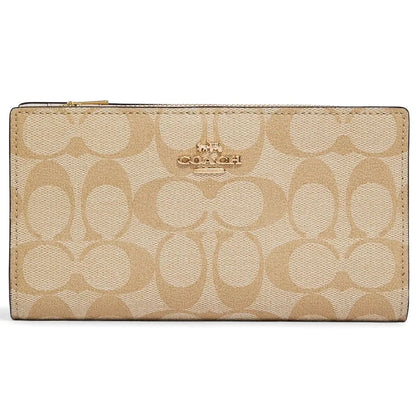 Coach Women’s Slim Signature Canvas Wallet in Light Khaki Chalk C8714