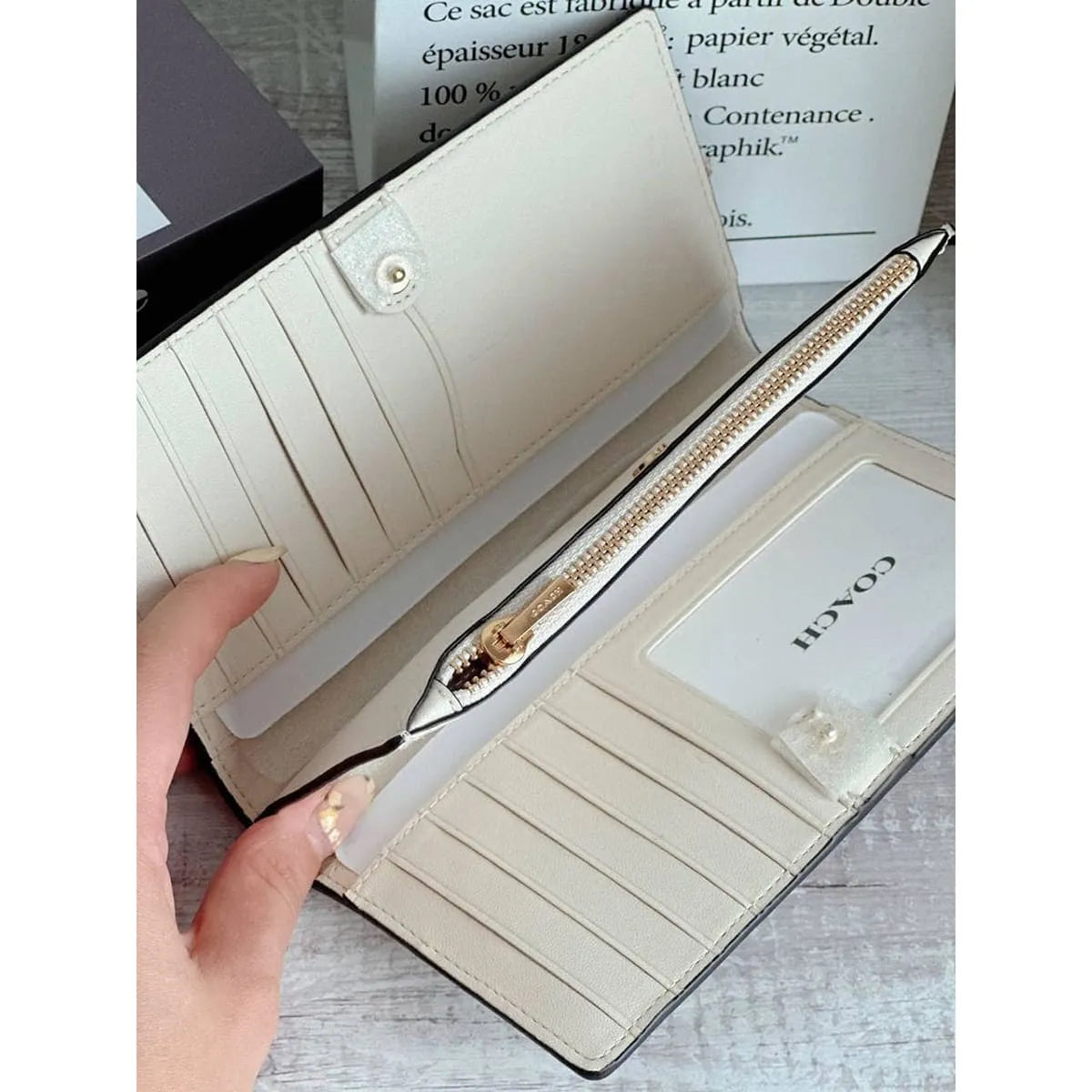 Coach Women’s Slim Signature Canvas Wallet in Light Khaki Chalk C8714
