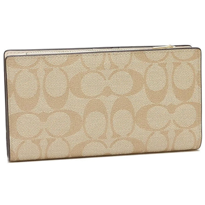 Coach Women’s Slim Signature Canvas Wallet in Light Khaki Chalk C8714