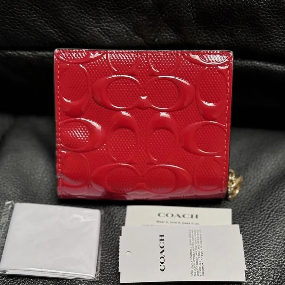 COACH Women’s Red Patent Signature Snap Wallet CV415