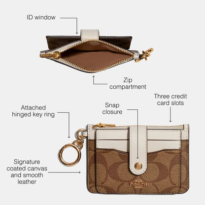 COACH Women’s Signature Canvas Attachment Card Case C7398 IMDJ8