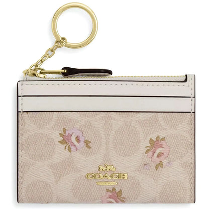 COACH Women’s Signature Card Holder CAR16 – Gold/Sand Multi