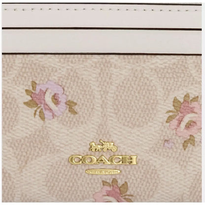 COACH Women’s Signature Card Holder CAR16 – Gold/Sand Multi