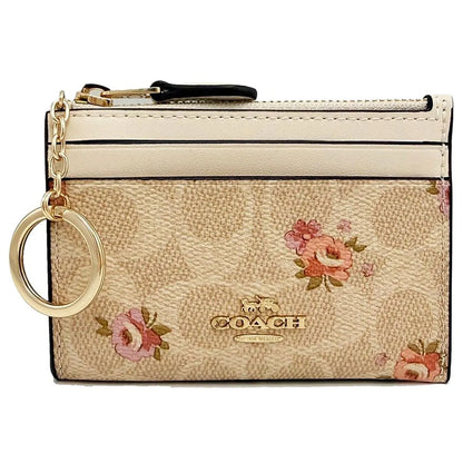 COACH Women’s Signature Card Holder CAR16 – Gold/Sand Multi