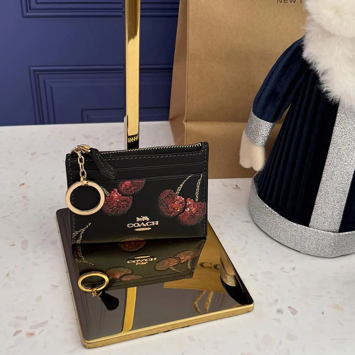 COACH Women’s Signature Floral Zip Card Case CDF83 IMA47