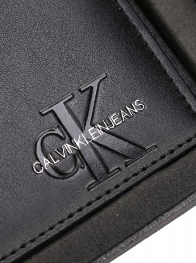 CK Black Leather Wallet & Keychain Set For Men