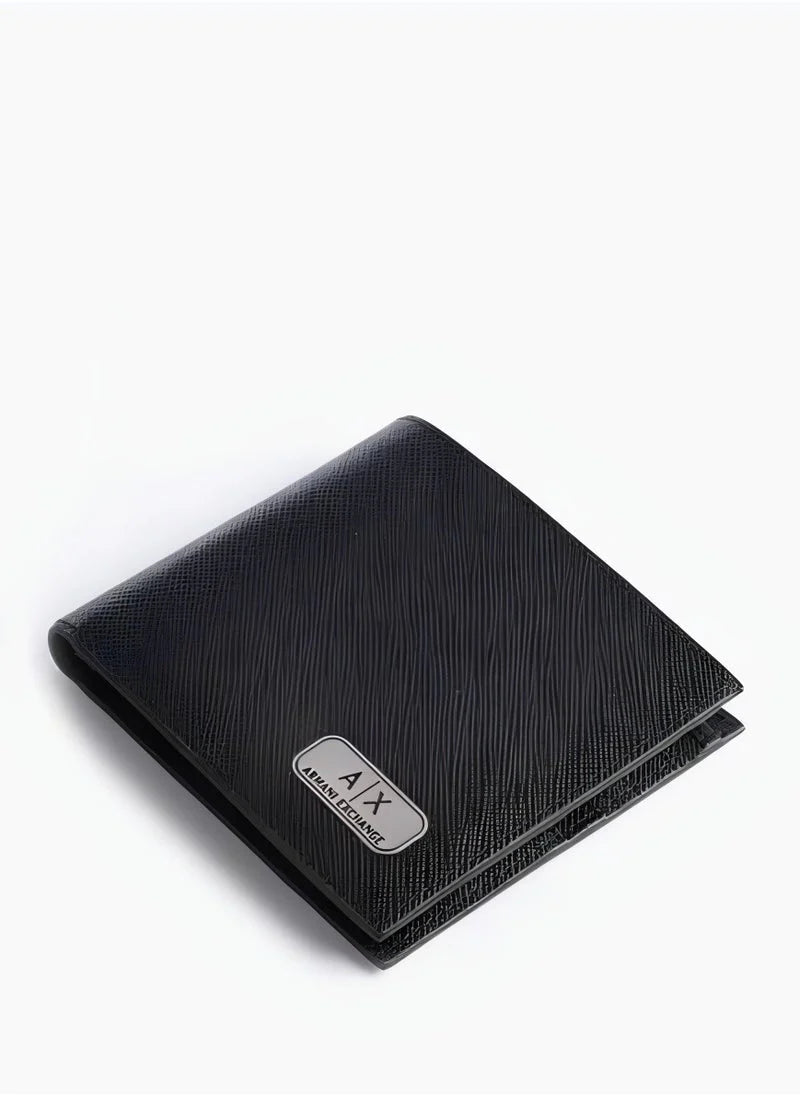 AX Black Leather Wallet & Keychain Set For Men