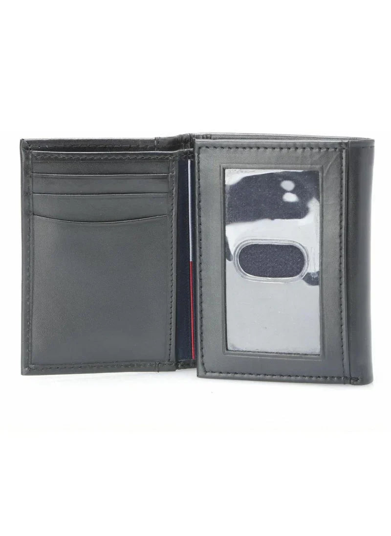 TH Black Leather Wallet-Keychain Set For Men