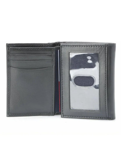 TH Black Leather Wallet-Keychain Set For Men
