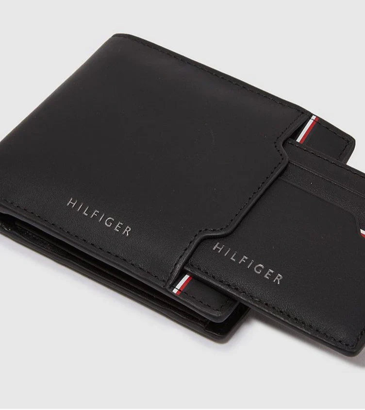 TH Black Leather Wallet With Card Holder For Men