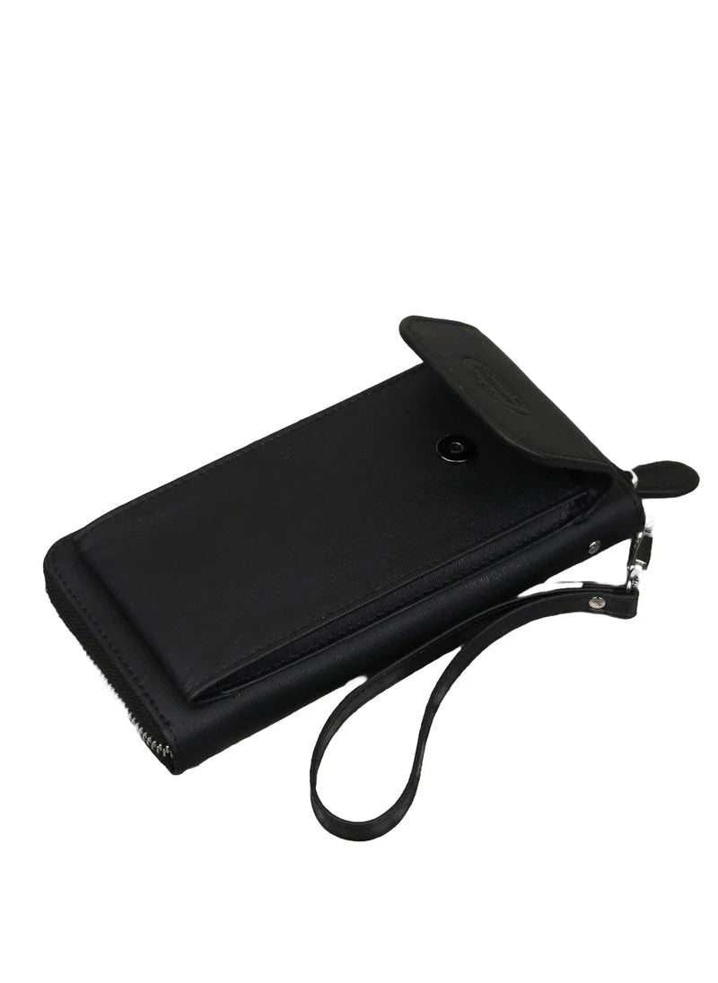 TH Long Black Leather Wallet For Men