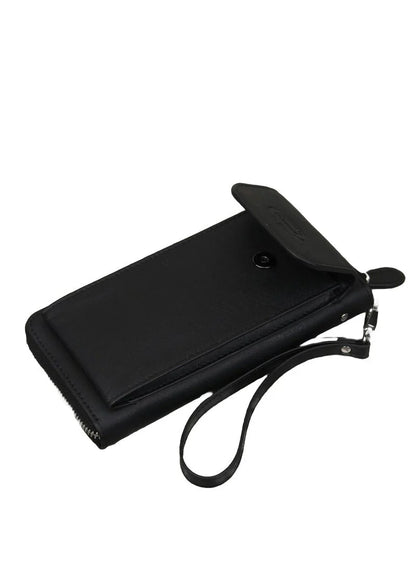TH Long Black Leather Wallet For Men