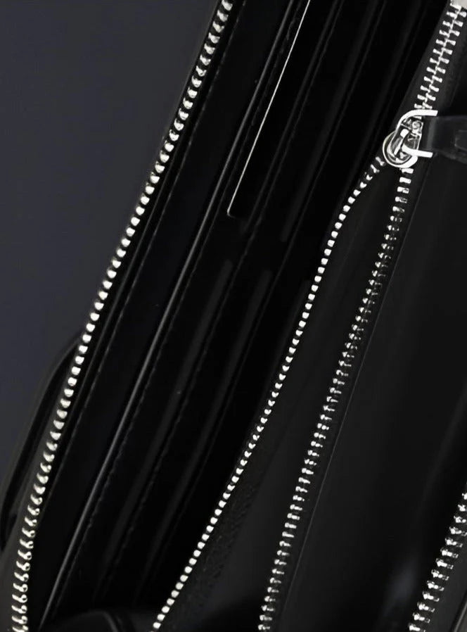 TH Long Black Leather Wallet For Men