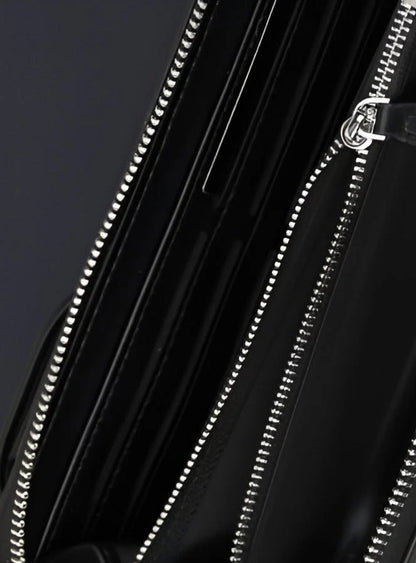 TH Long Black Leather Wallet For Men