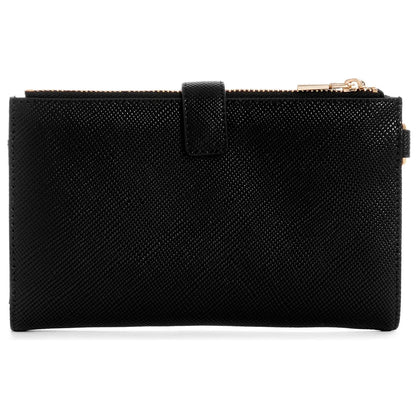 Guess Black Saffiano Leather Women’s Wristlet Wallet Organizer with Gold Hardware
