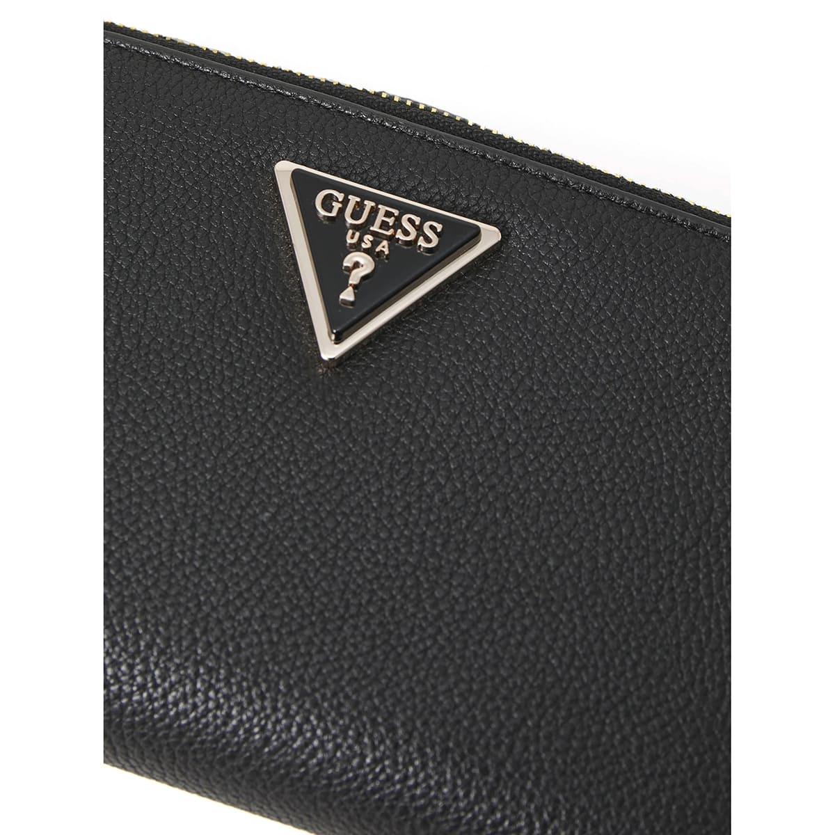 Guess Black Saffiano Leather Women’s Wristlet Wallet Organizer with Gold Hardware