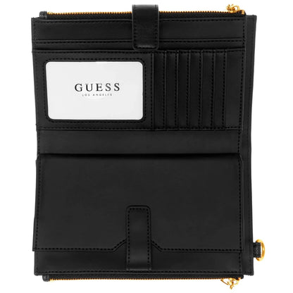 Guess Black Saffiano Leather Women’s Wristlet Wallet Organizer with Gold Hardware