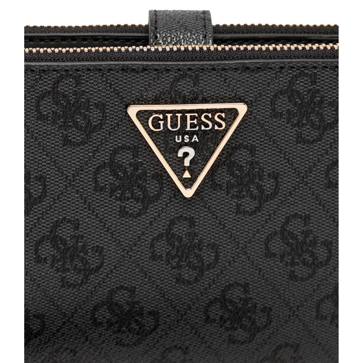 Guess Logo Print Women’s Wristlet Wallet Organizer in Black with Gold Hardware