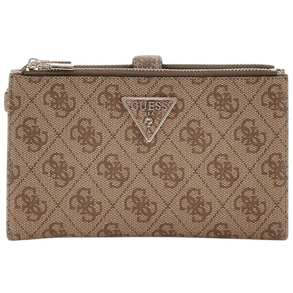 Guess Logo Print Women’s Wristlet Wallet Organizer with Gold Triangle Hardware