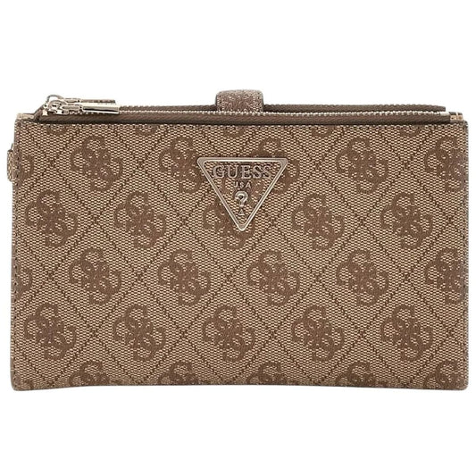Guess Logo Print Women’s Wristlet Wallet Organizer with Gold Triangle Hardware