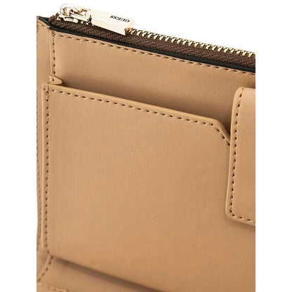 Guess Logo Print Women’s Wristlet Wallet Organizer with Gold Triangle Hardware