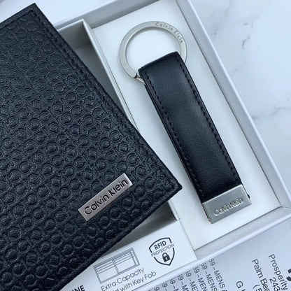 Calvin Klein Wallet & Keychain Set For Men