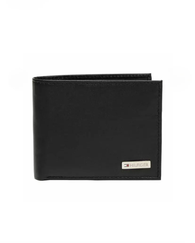 TH Black Leather Wallet For Men