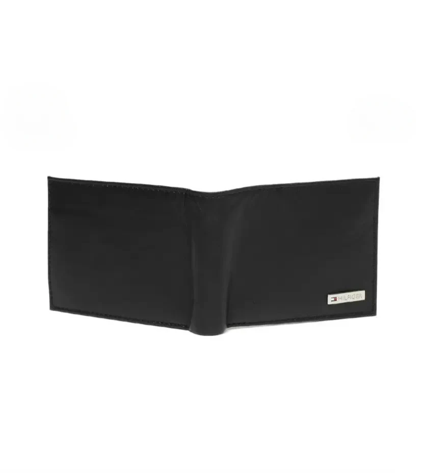 TH Black Leather Wallet For Men