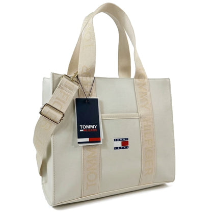 Tommy Hilfiger Beige Women Handbags Tote Bag