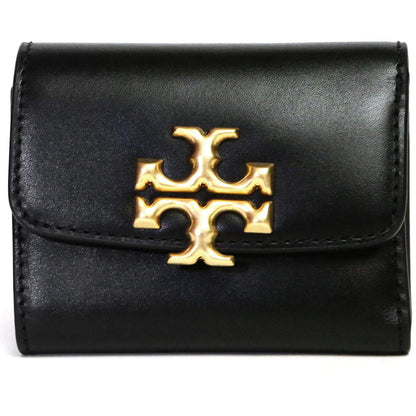 Tory Burch Black Leather Women’s Mini Wallet with Gold Logo
