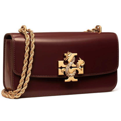 Tory Burch Burgundy Dark Red Women Shoulder Bag Eleanor Rectangular Bag 154785
