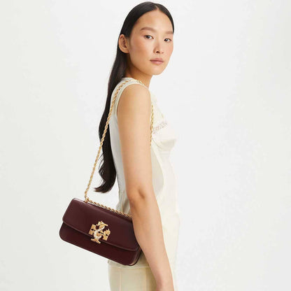 Tory Burch Burgundy Dark Red Women Shoulder Bag Eleanor Rectangular Bag 154785